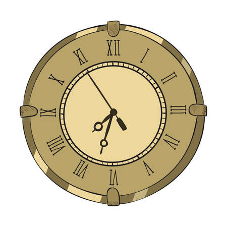Vector color sketch of clock. Hand drawn illustration.のイラスト素材
