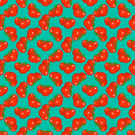 Seamless colorful pattern. Vector background with tomatoesのイラスト素材