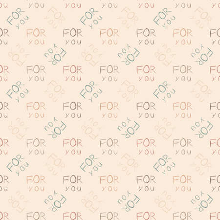 Seamless colorful pattern. Vector background with hand drawn For You wordsのイラスト素材