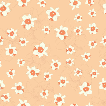 Seamless colorful pattern. Vector background with flowers in retro style. Patterned paper for scrapbook albums.のイラスト素材