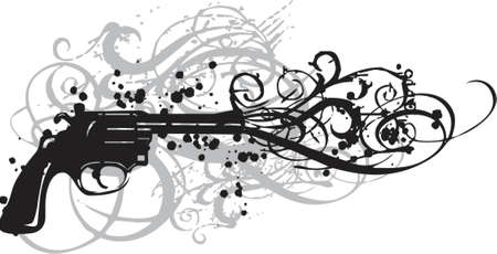 vintage gun with grungy swirlsのイラスト素材