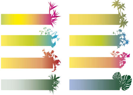 colorful banners with flower silhouettesのイラスト素材