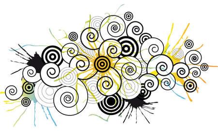 abstract swirls with gradient splatterのイラスト素材