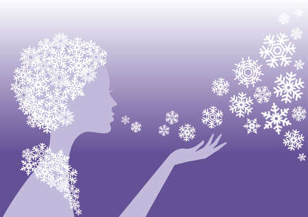 beautiful winter girl with snowflakes のイラスト素材