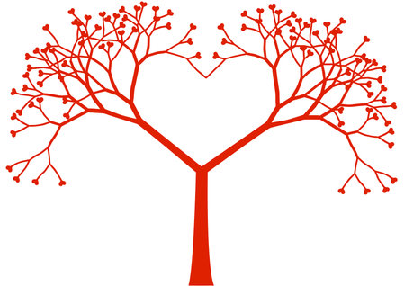 heart shaped tree with heart leaves, vectorのイラスト素材