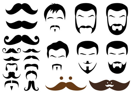 set of mustache and beard designs