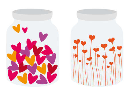 red hearts in a bottle, vectorのイラスト素材