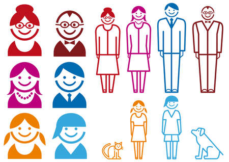 family icon set with cat and dogのイラスト素材