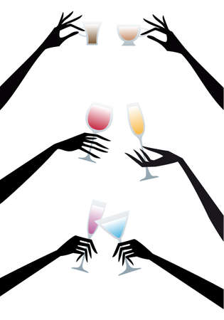 female hands holding glassesのイラスト素材