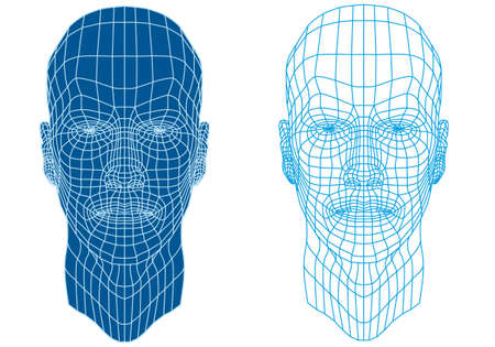 male face with futuristic mesh textureのイラスト素材