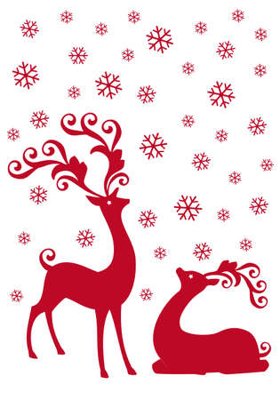 red reindeer with snowflakes,  backgroundのイラスト素材
