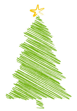 christmas tree scribble drawing, backgroundのイラスト素材