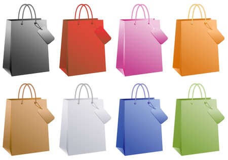 shopping bags, basic colors set のイラスト素材