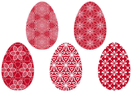 easter eggs with floral ornaments, vector illustrationのイラスト素材
