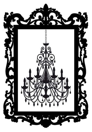antique picture frame with chandelier, vectorのイラスト素材
