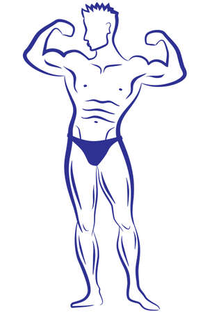 body builder muscle man, vector sketchのイラスト素材