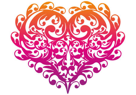 colorful heart with ornamental pattern, vectorのイラスト素材
