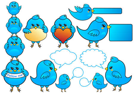 blue birds icon set, vectorのイラスト素材