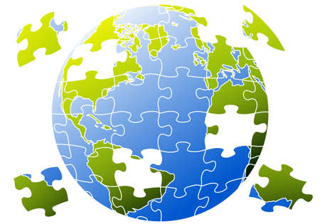 earth globe with jigsaw puzzleのイラスト素材