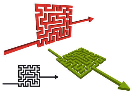 arrow sign with labirinth, vector design elementsのイラスト素材