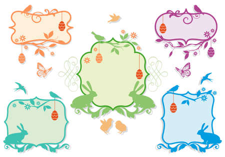 easter frames with bunny and eggs, vector backgroundのイラスト素材