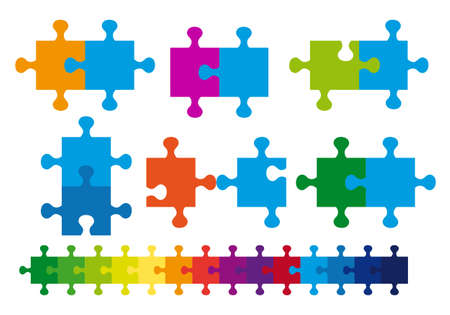 set of jigsaw puzzle, vector design elementsのイラスト素材