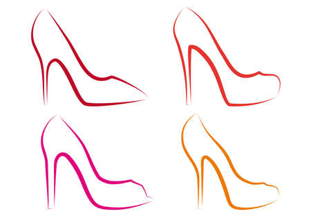 high heel shoes line art, vector setのイラスト素材