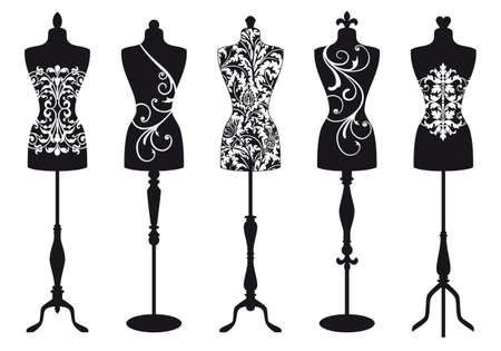 set of stylish fashion dress formsのイラスト素材