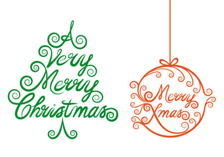 Christmas tree and xmas ball, design elementsのイラスト素材