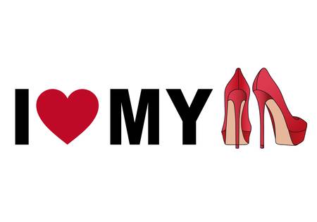 love my red stiletto shoesのイラスト素材