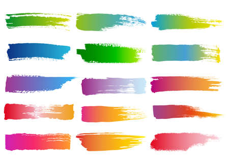 set of abstract colorful watercolor brush strokes, vector design elementsのイラスト素材