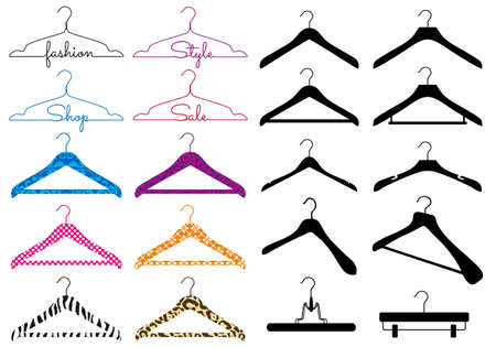 set of different clothes hanger, vector design elementsのイラスト素材