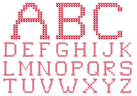 knitted ABC, letter set, knitting alphabet のイラスト素材