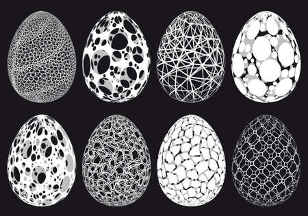 Abstract 3D Easter eggs, set of vector design elementsのイラスト素材