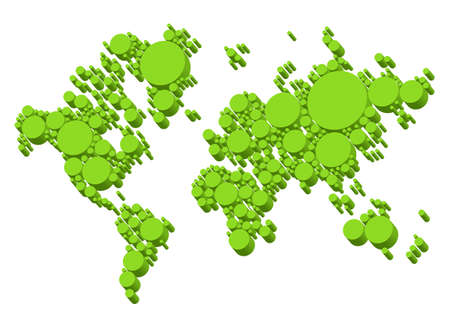 green world map, 3D dots, vector backgroundのイラスト素材