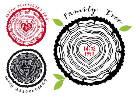 Family tree with tree rings and heart, vector illustrationのイラスト素材