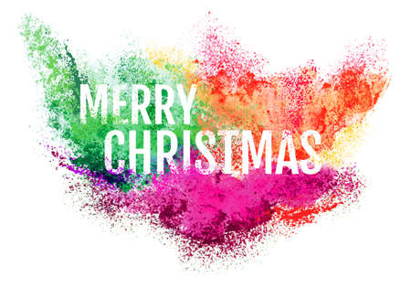 Merry Christmas particle explosion, powder paint cloud, vector over white backgroundのイラスト素材