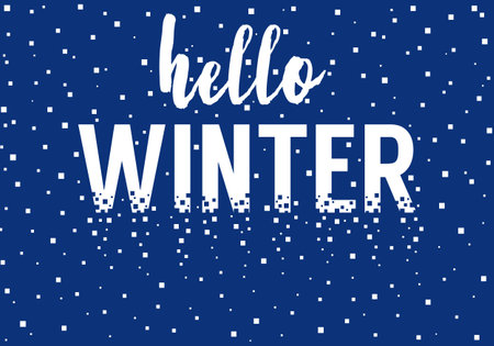 Hello winter, vector background with pixel snowのイラスト素材