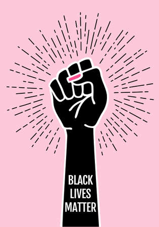 Black lives matter, fist, protest against racism, female hand with burst, vector illustrationのイラスト素材