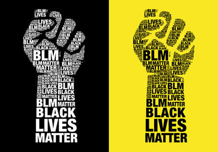 Black lives matter, human male silhouette with words, blm, typographic vector illustrationのイラスト素材