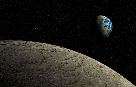 Earth and Moonの写真素材