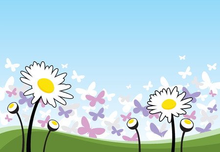 Spring flowers and butterfliesのイラスト素材