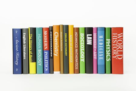 Books on white (various mocked up subjects)の写真素材