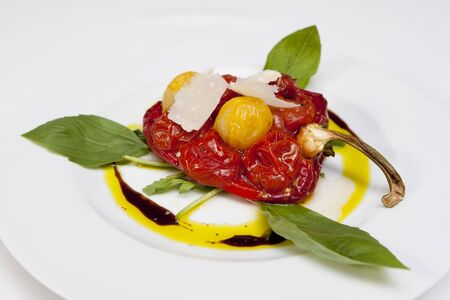 Gourmet starter - Roasted pepper and tomato.の写真素材