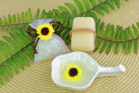 Fresh green themed of spa treatment setting