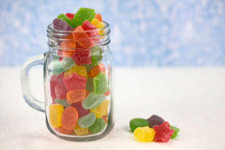 Assortment of sweet and colourful fruit jelly candiesの写真素材