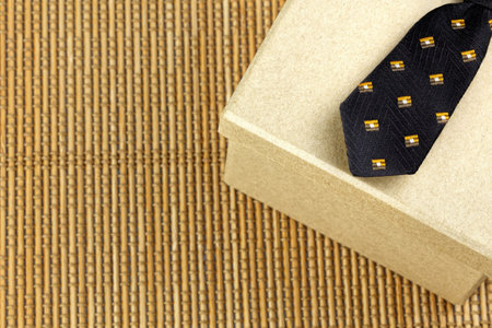 tie with brown gift box. Father's day themeの写真素材