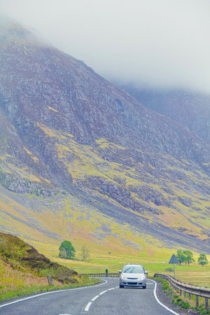 A82 road across Scottish Highlands in Scotland, United Kingdomの写真素材