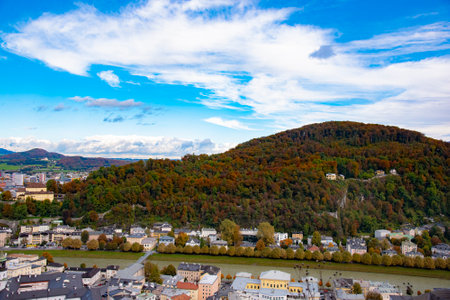 View of Salzburg old town taken from Hohensalzburg Fortress. Taken in Salzburg, Austria, October 20, 2016のeditorial素材