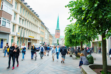 The historic buildings in the city center of Lubeck. Taken in Lubeck, Germany on July 16, 2016のeditorial素材